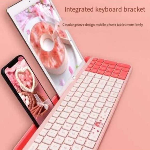 Bluetooth Wireless Keyboard Sealed in Box Pink and White - Picture 2 of 7